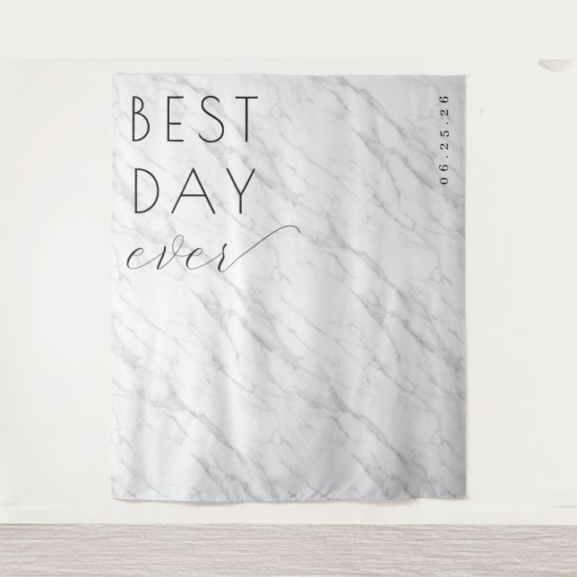 Tenture Elegant White Marble Wedding Sign (Devant)
