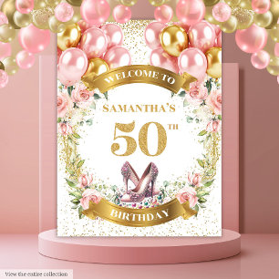 Tenture Élégante 50e anniversaire de Blush Flowers Parties
