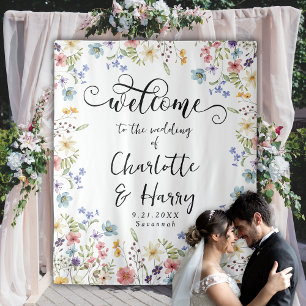 Tenture Élégante bannière du Mariage Fleur sauvage Floral