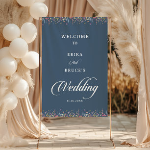 Tenture Élégante Bienvenue Florale de Mariage Botanique
