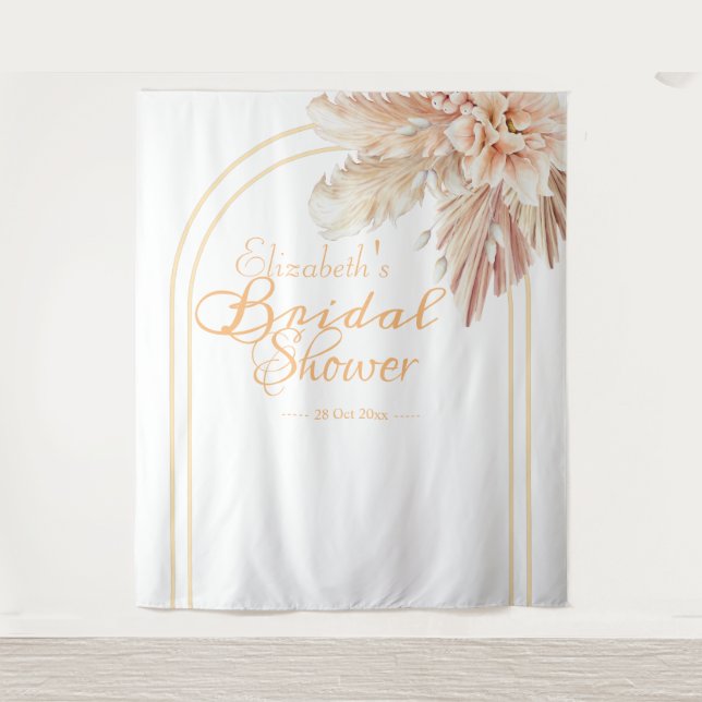 Tenture Élégante douche de mariée florale à l'herbe de pam (Devant)