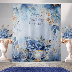 Tenture Élégante tasse de thé florale d'hiver pour anniver