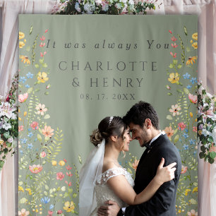 Tenture Elégante toile de fond Mariage Fleur sauvage