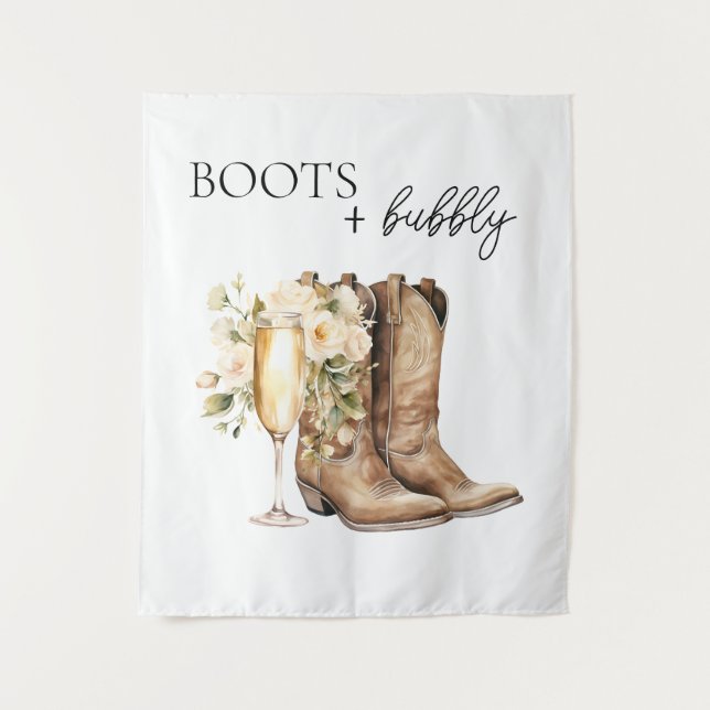Tenture Élégantes Bottes et Mousseux Shower de Mariage Occ (Devant)