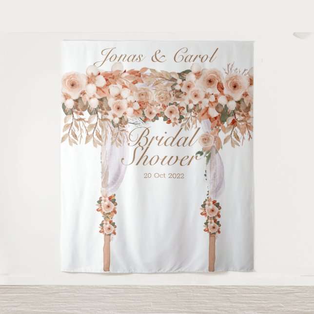 Tenture Élégantes roses beige mariage floral bride (Devant)