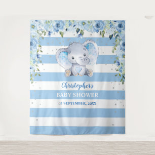 Tenture Élément éléphant bébé floral argent Baby Shower