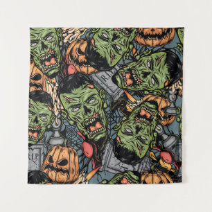 Tenture éléments colorés d'Halloween en motif sans couture