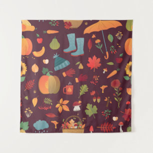 Tenture Éléments d'automne, arrière - plan sombre, vintage