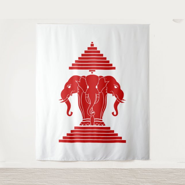 Tenture Éléphant à trois têtes Erawan Drapeau lao / Laos (Devant)