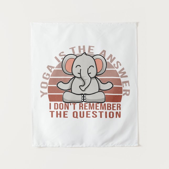 Tenture Éléphant mignon drôle faisant du yoga. conception  (Devant)