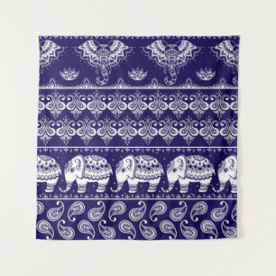 Tenture Elephant, paisley : motif vintage tribal.