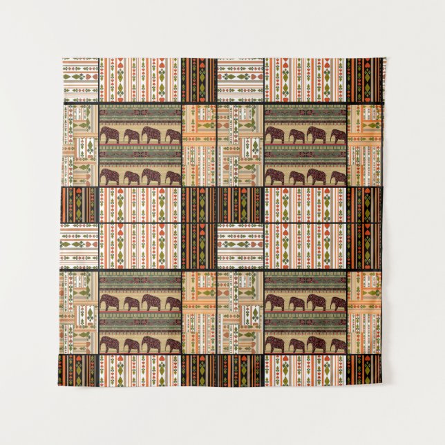Tenture Eléphants de Patchwork : Texture ornementale (Devant)