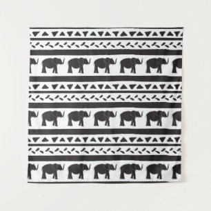 Tenture Eléphants, lignes, triangles, sans couture décorat