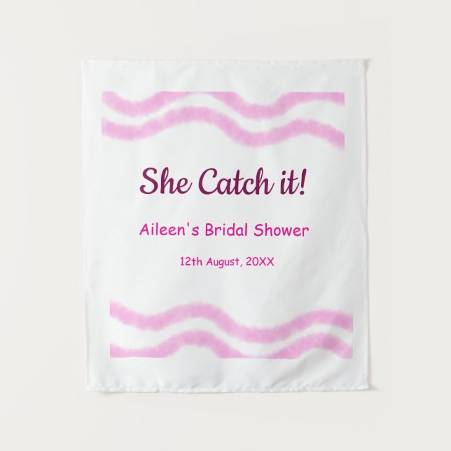 Tenture Elle l'attrape spirale rose lignes aquarelle maria (Devant)