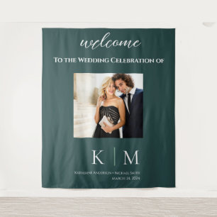 Tenture Emerald Green et White-Photo Mariage-