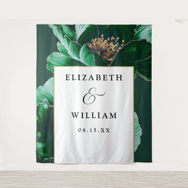 Tenture Emerald Green Floral Mariage Fond photo (Devant)
