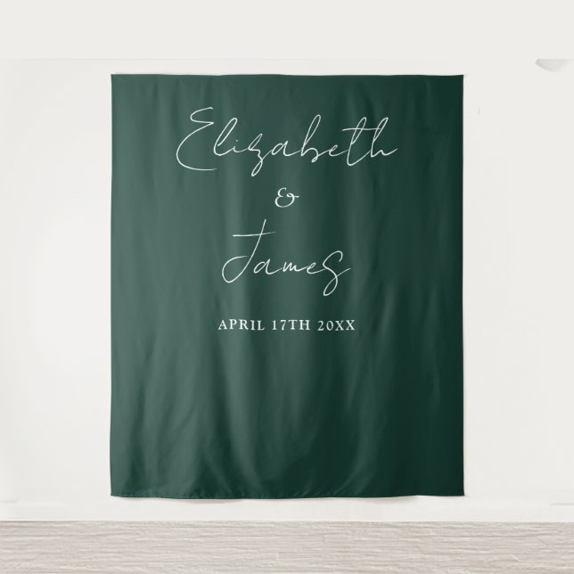 Tenture Emerald Green Minimalist Mariage photo fond (Devant)