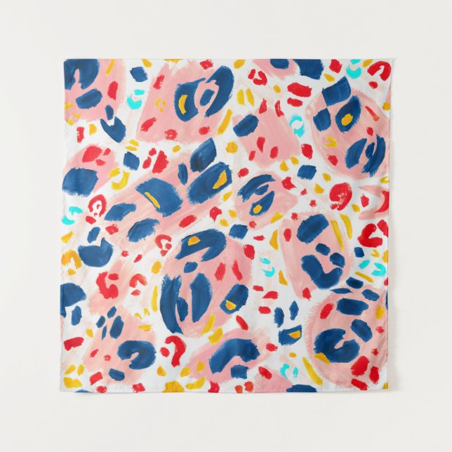 Tenture Empreinte de léopard : aquarelle peinte à la main. (Devant)