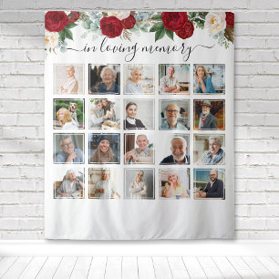 Tenture En Mémoire d'amour 20 Photo Mémorial Floral Rouge