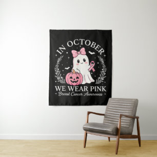 Tenture En Octobre Nous Portons Le Fantôme Rose Halloween