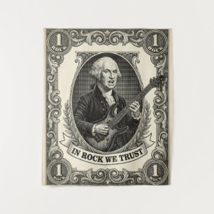 Tenture En Rock We Trust 1 Rock Washington Guitare Vintage