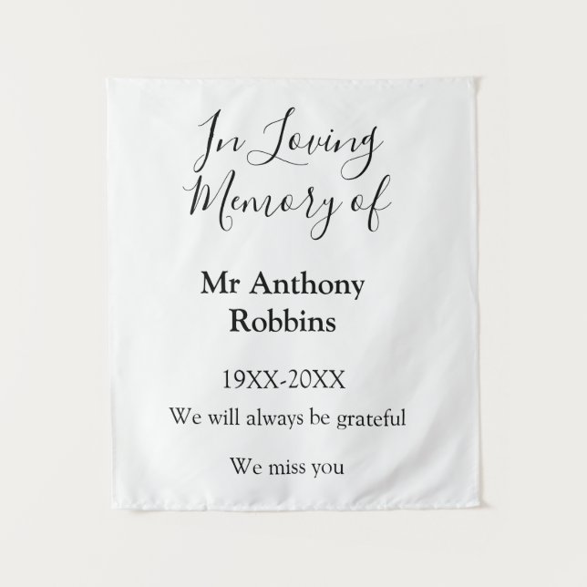 Tenture En souvenir affectueux de nom souvenir funéraire (Devant)