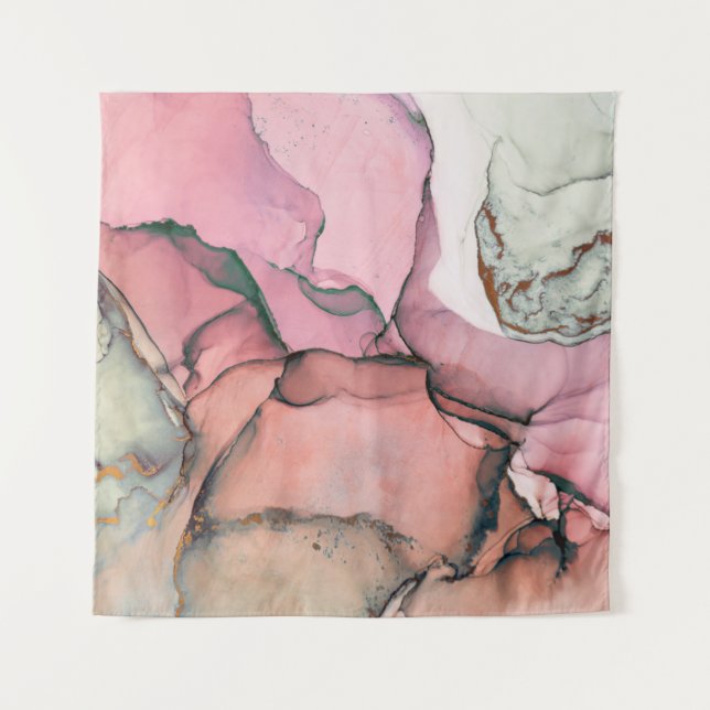 Tenture Encre, peinture, abstraite. Fermeture du tableau.  (Devant)
