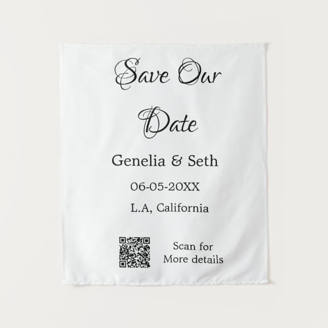 Tenture Enregistrez la date code QR simple minimal détails (Devant)