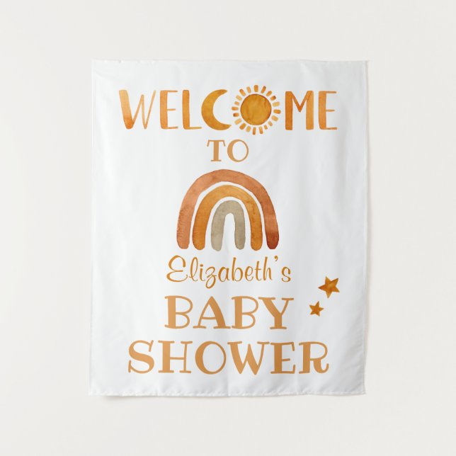 Tenture Enseigne de bienvenue bohème aquarelle unique  (Devant)