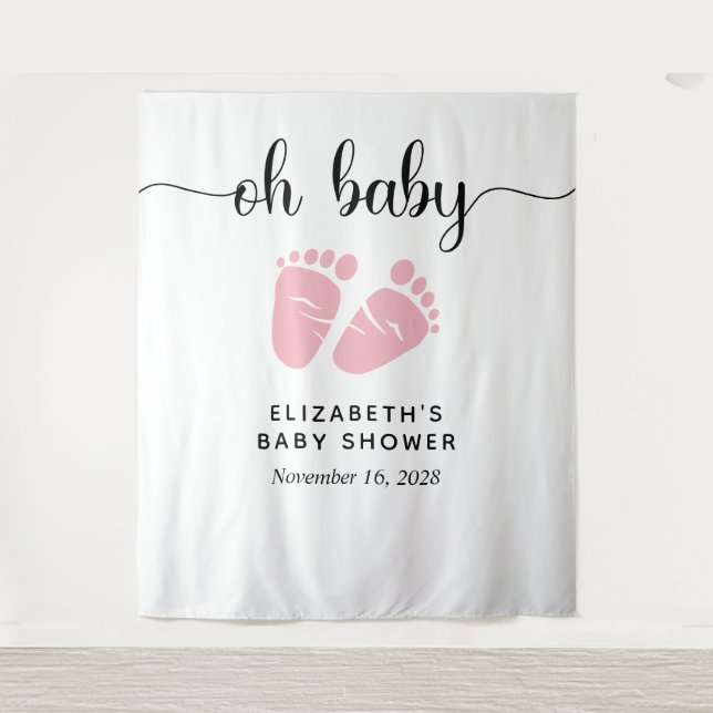 Tenture Enseigne de bienvenue pour Baby Shower Fille avec  (Devant)