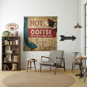 Tenture Enseigne de café à lettres lumineuses vintage