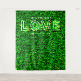 Tenture Enseigne néon "Green Wall Love" pour fond de maria