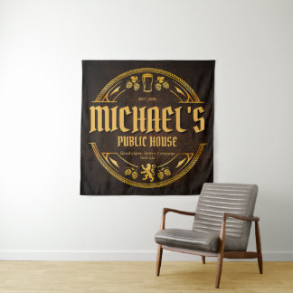 Tenture Enseigne personnalisée de pub vintage en tapisseri