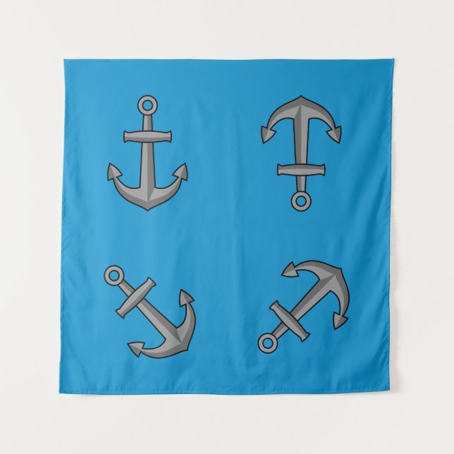 Tenture Ensemble d'ancre de bateau de dessin animé (Devant)