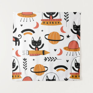 Tenture Ensemble de chats mignons illustration design vint