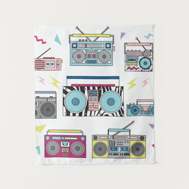 Tenture Ensemble de divers lecteurs de cassettes vintages. (Devant)