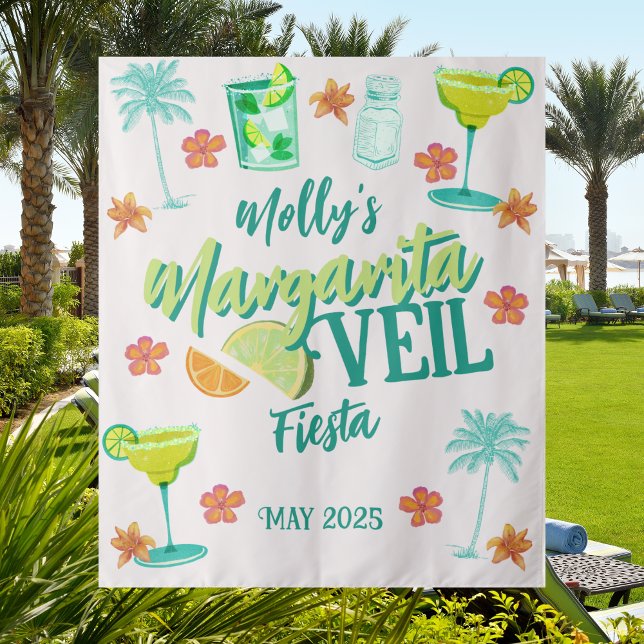 Tenture Enterrement de Vie de Jeune Fille Tropical Margari (Spice up the celebration with this Margarita Veil Tropical Fiesta Bachelorette Collection!)