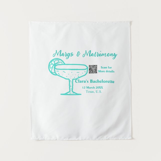 Tenture enterrement de vie de jeune fille Turquoise Margs  (Devant)
