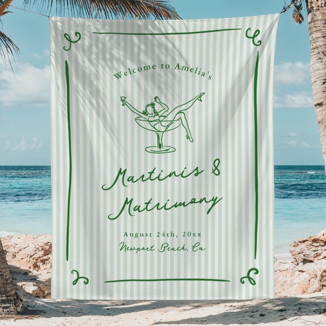 Tenture Enterrement de vie de jeune fille vert Martini & M (Créateur téléchargé)
