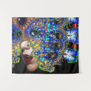 TENTURE ÉPHÉMÈRE/ FEMME AVEC MASQUE FRACTAL COLORÉ