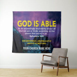 Tenture Éphésiens 3:20 DIEU EST CAPABLE Église