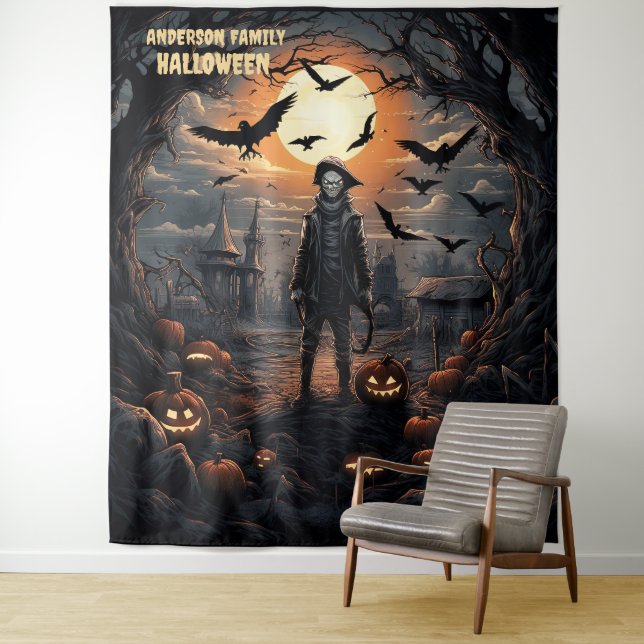 Tenture Épouvantail d'Halloween suspendu (En situation)