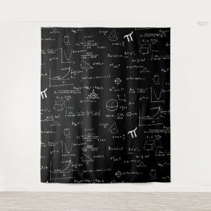 Tenture Équations de formules mathématiques en noir et bla