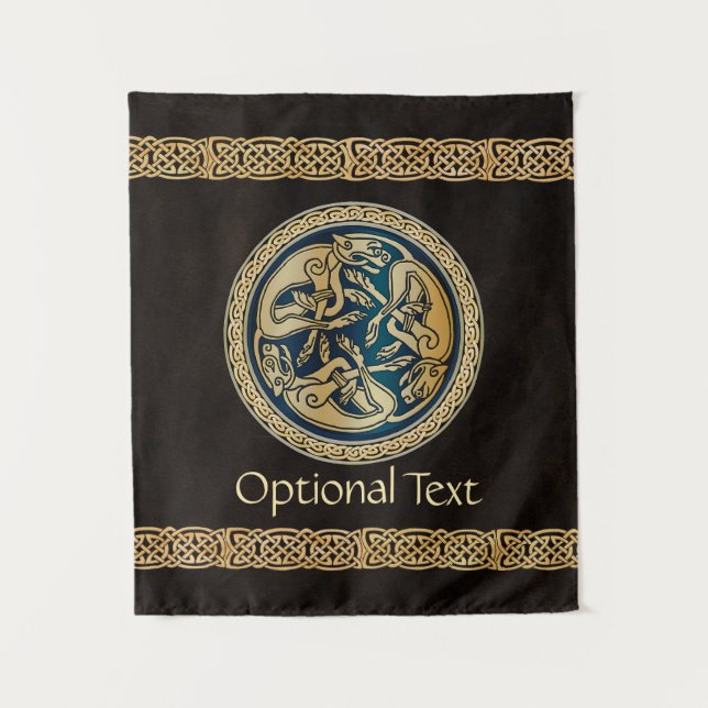 Tenture Équipe cycliste Celte Wolf Knotwork Trip (Devant)