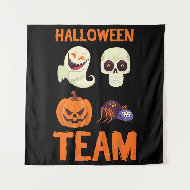 Tenture Équipe d'Halloween Squelette Citrouille Ghost Spid (Devant)