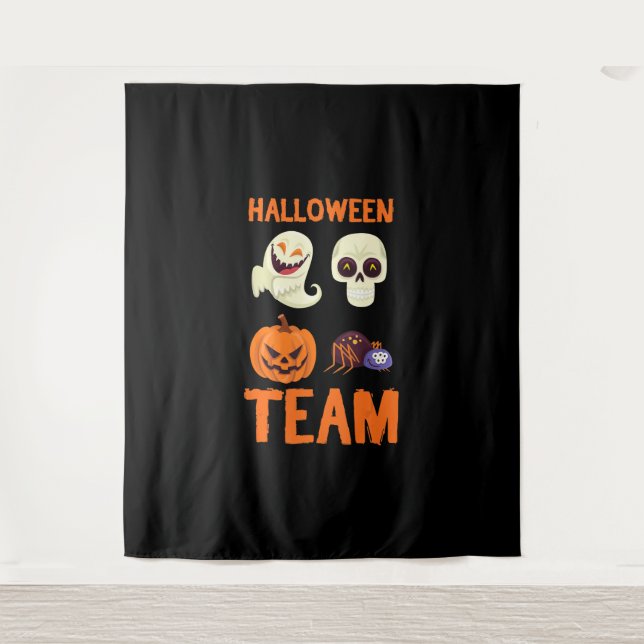 Tenture Équipe d'Halloween Squelette Citrouille Ghost Spid (Devant)