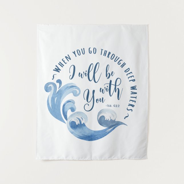 Tenture Esaïe 43:2 Vagues océaniques (Devant)