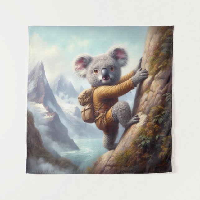 Tenture Escalade de montagne avec un koala (Devant)