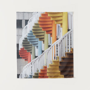 Tenture Escaliers en spirale multicolores