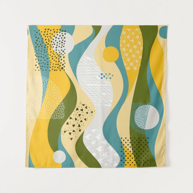 Tenture Espace Abstrait : Ornements en ligne lisse. (Devant)